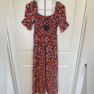 Floral Red and Blue Women's Dress